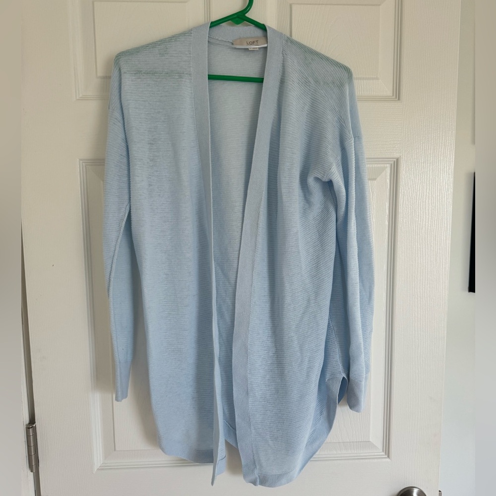 LOFT Light Blue Open Front Women's Cardigan